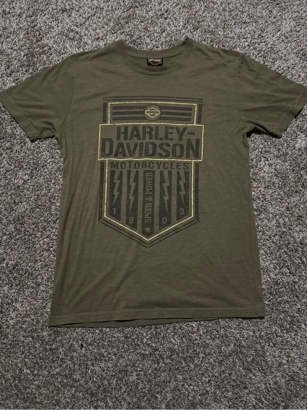 Harley Davidson Olive Green Short Sleeve Graphic Tee